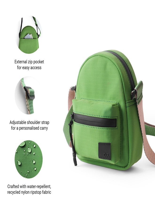 DailyObjects DOT Sling Bag for Men and Women |Adjustable Shoulder Strap|Lightweight|Water Resistant|Recycled Nylon Sling Bag|Organisational Pocket| For Daily Use/Travel (Seagrass) - Image 2